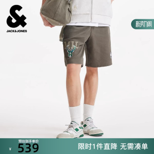 短裤 杰克琼斯男装 雄鹿队 底摆开衩字母宽松纯棉 NBA联名款