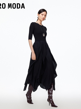 Vero Moda连衣裙2025秋季新款层叠裙摆拼接收腰中长裙32547A003