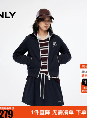 ONLY2025冬新款活力撞色字母装饰设计插肩长袖卫衣女|12539R004