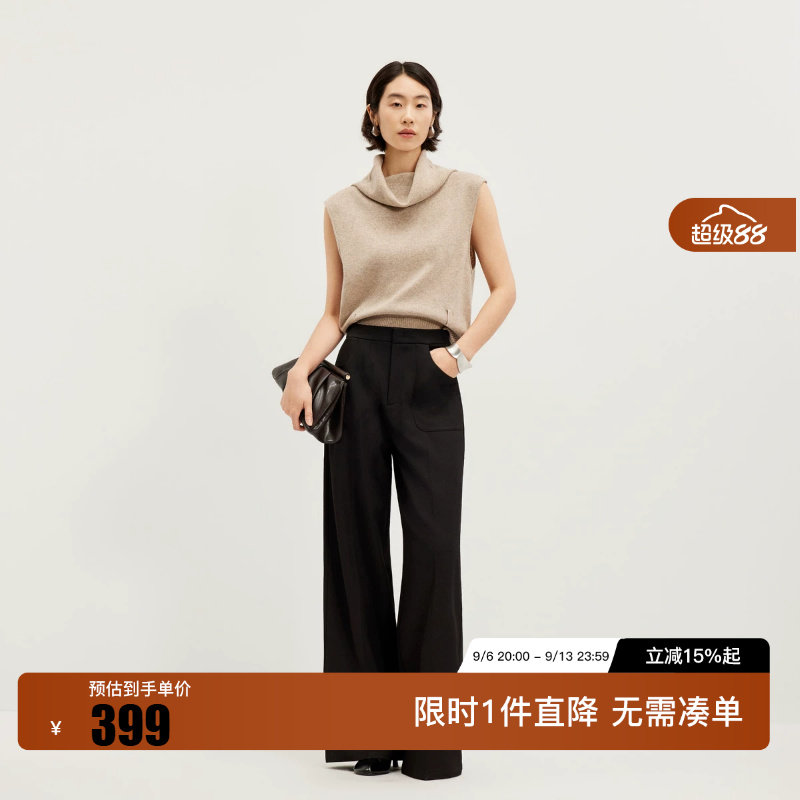 绫致Vero Moda2026秋上新休闲裤实穿侧插口袋前面拉链设计阔腿裤