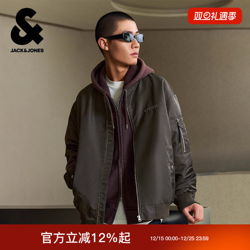 杰克琼斯男装冬夹克2025年新款字母图案棒球领百搭长袖上衣