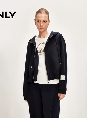 ONLY2026春季新款基础款宽松落肩双拉链连帽卫衣女|12619R006