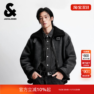 绫致杰克琼斯男装冬新款棉服百搭保暖日常经典翻领毛领上衣外套