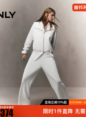 ONLY2025冬新款宽松落肩连帽双向拉链卫衣外套女|12539R010