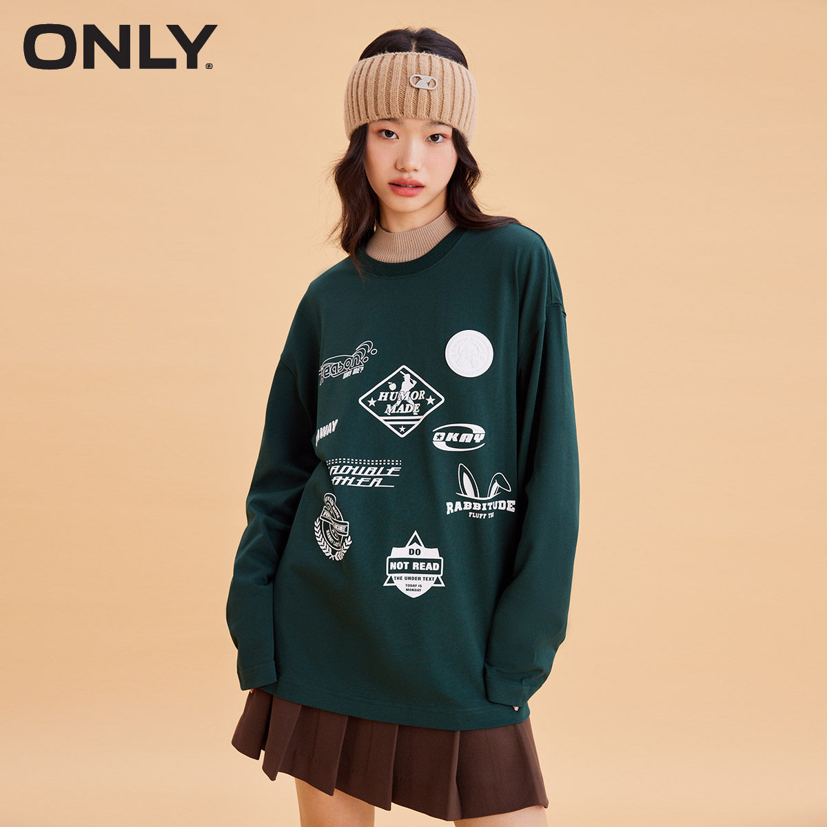 [新]ONLYONLY2023秋季新款时尚图标装饰螺纹圆领长袖T恤女使用感如何?