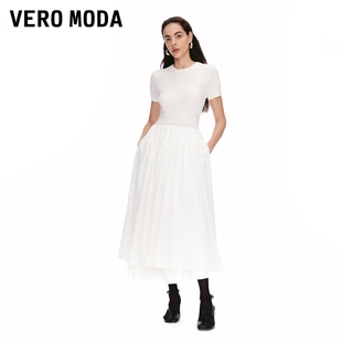 Vero 纯色拼接A字显瘦连衣裙 Moda连衣裙2025夏季 新款