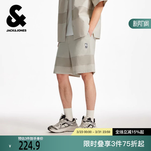 短裤 潮流松紧腰头撞色拼接设计字母胶印贴袋男士 时尚 杰克琼斯男装