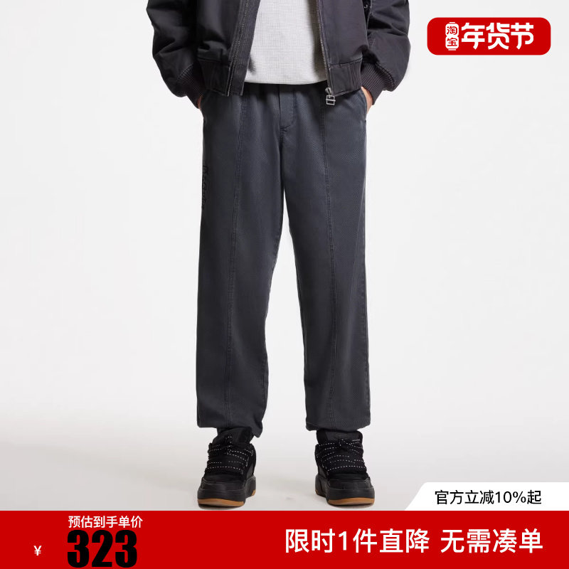 绫致杰克琼斯冬新款双侧插袋可调节腰头潮流百搭舒适宽松束脚裤男