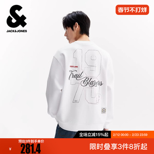 杰克琼斯NBA联名款男装冬季新款开拓者队休闲舒适圆领宽松卫衣
