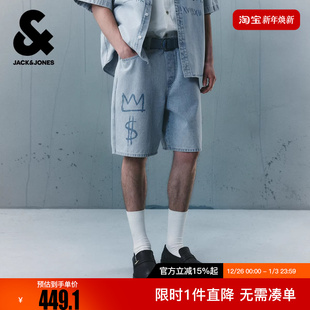 BSQ联名潮酷舒适休闲印花宽松牛仔短裤 杰克琼斯男装 冬新款