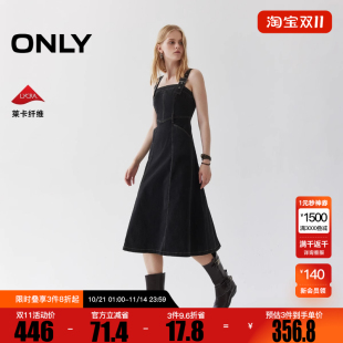 ONLY2025冬新款 125342006 慵懒随性可调节宽肩带牛仔裙连衣裙女