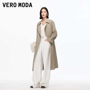 Vero Moda风衣2025秋季新款H版开衩底摆可拆腰带外套326121004