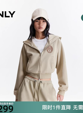 ONLY2025冬新款松弛慵懒宽松字母连帽插肩卫衣女|12539R020