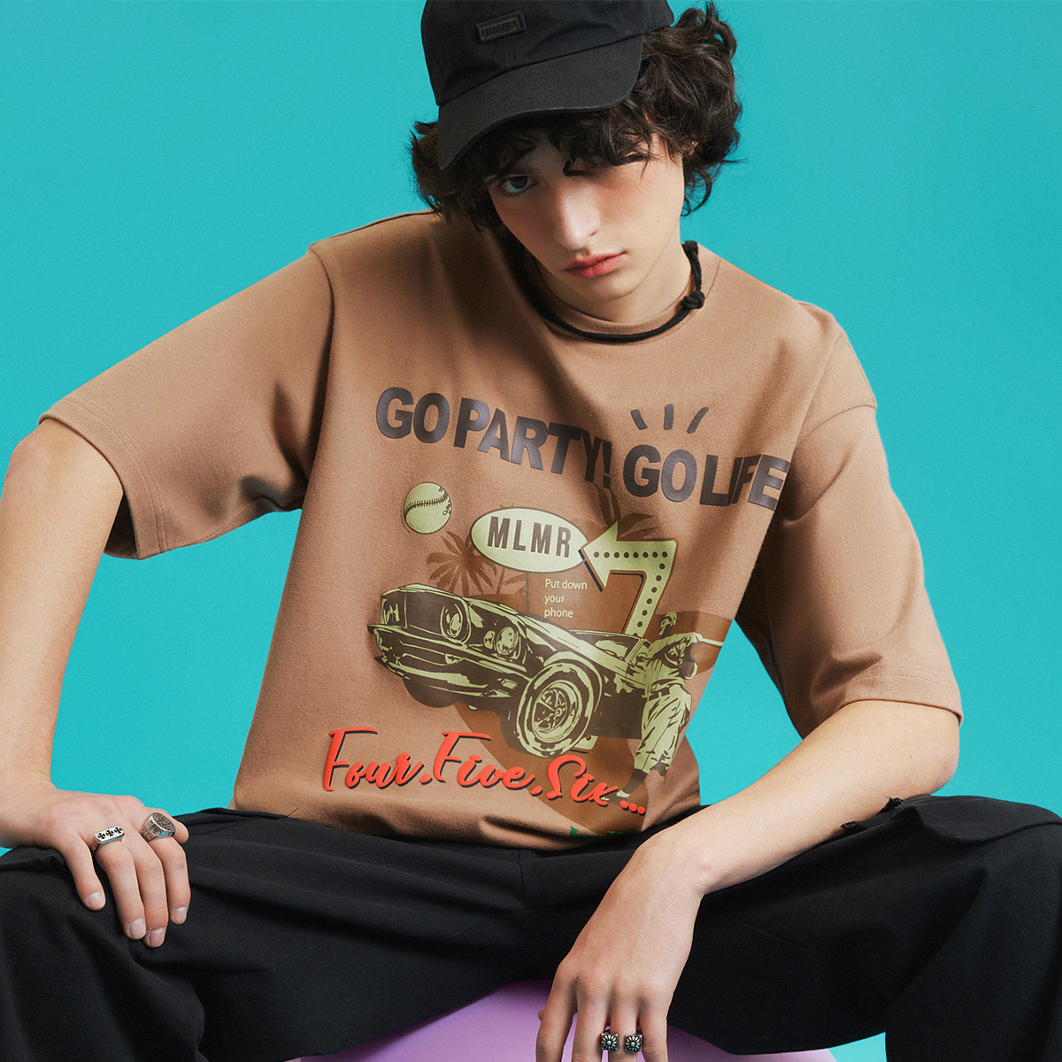 [新]绫致MLMR冬季男装潮流时尚百搭字母图案印花运动街头T恤上衣