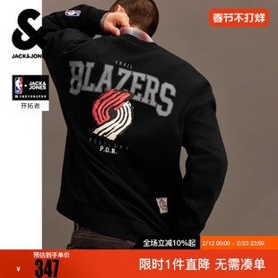 【NBA联名开拓者队】杰克琼斯男装春季卫衣上衣胶印图案潮宽松