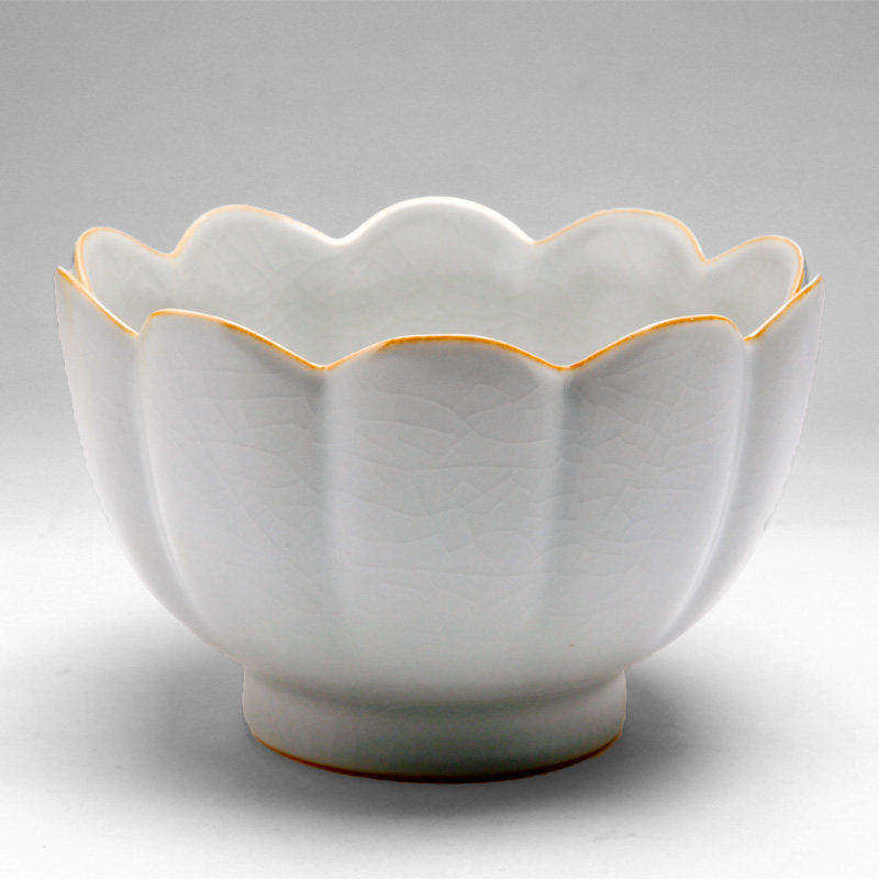 官方正品台湾柏采窑汝窑纯手工自然开片冬青釉莲朴GYR-117E莲花碗