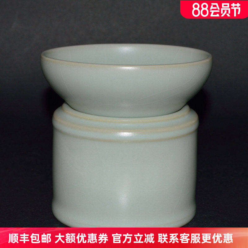 正品柏采汝窑老釉粉青色锦瑟茶滤