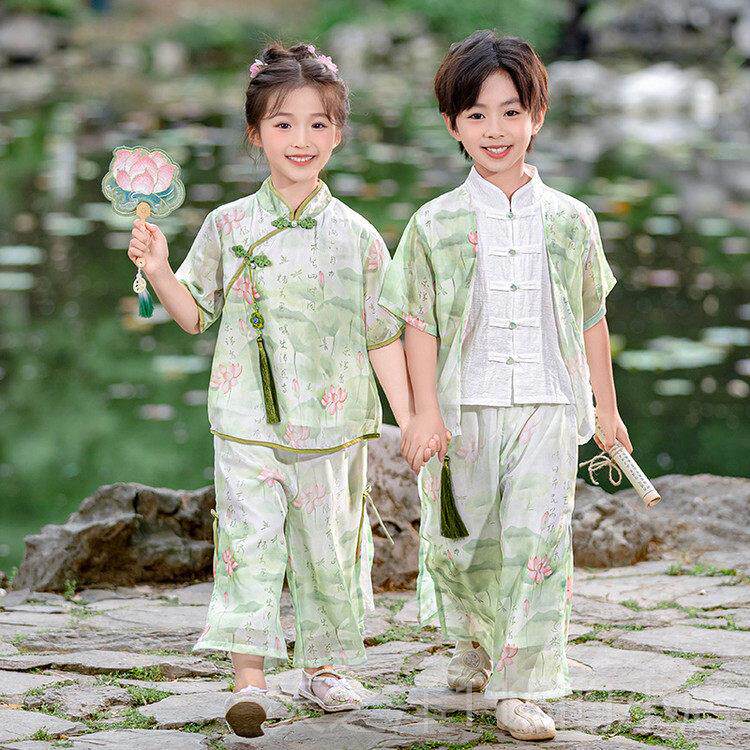 正品儿童唐装中秋爷幼儿园汉学服演出服诗词朗诵小生合唱衣国风小