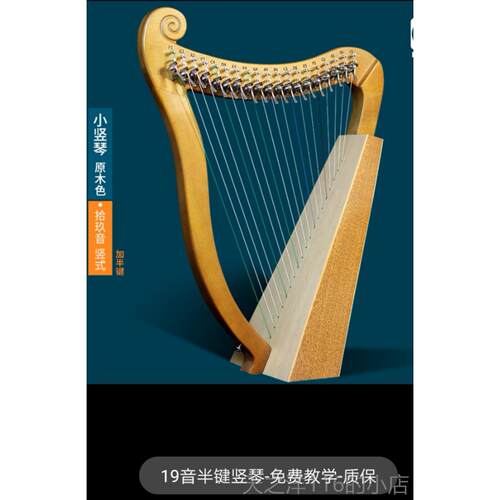 正品新款竖琴e单板古4典里拉琴l门yr小便携式2弦专业月牙儿童冷莱