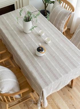正品长桌布布艺现代简约红in几s餐网桌布方形家用日系茶布棉麻日