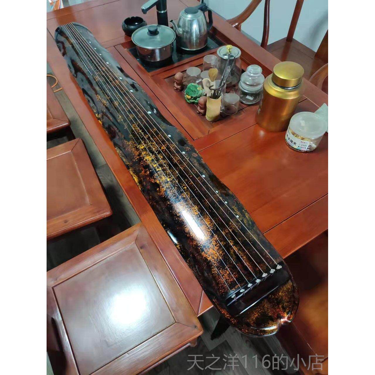 正品蕉叶式老古琴霜初学者入门练习琴 纯手工奏百年杉木生漆鹿角