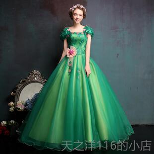 正品声彩纱独唱礼服绿2024新款学生艺考乐美声主持舞台演色服出蓬