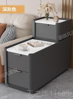 正品岩板轻隔断动奢沙发边柜边几客厅现代橙色实木茶几水茶动移柜