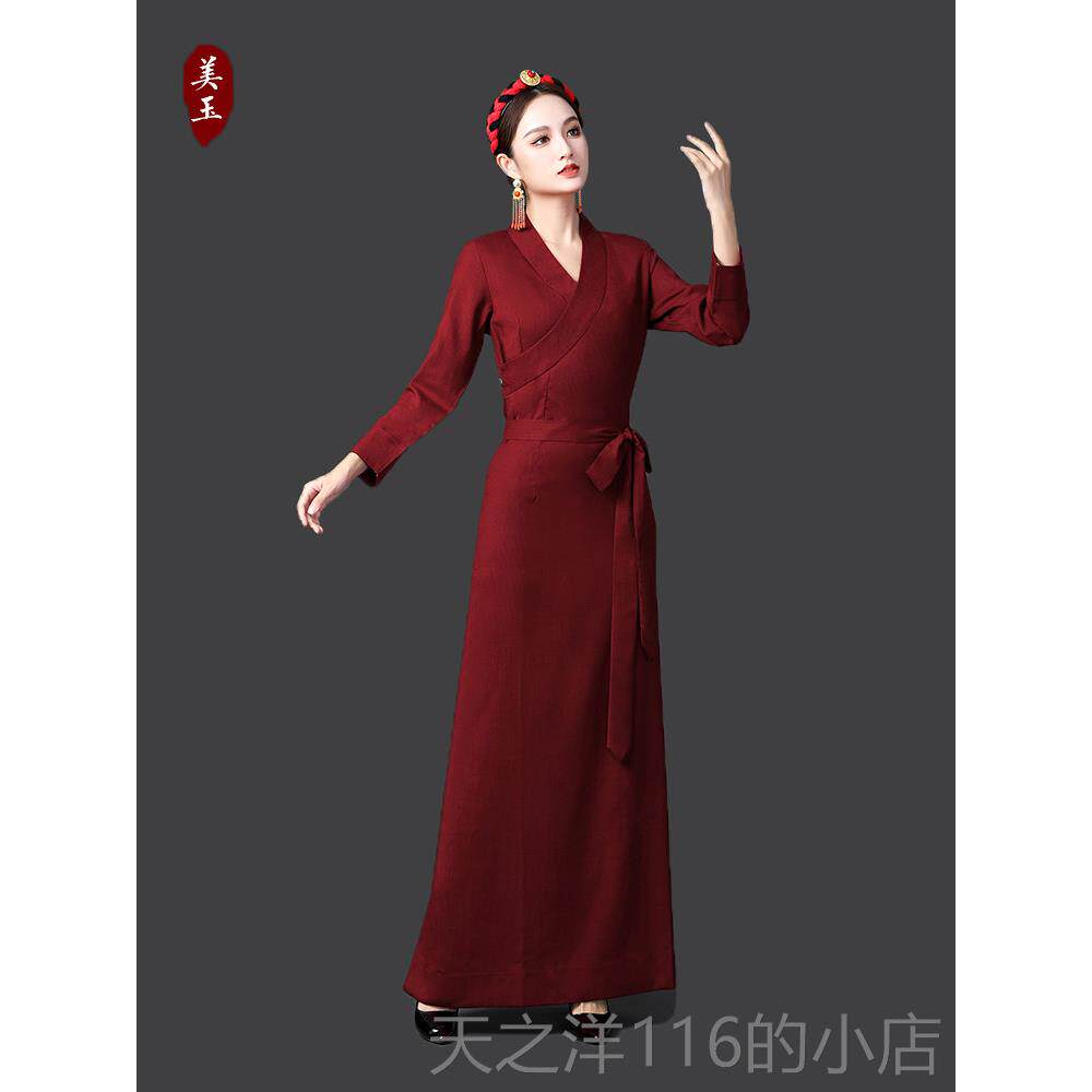 正品西式藏服装女拉萨旅拍藏族袍新款藏舞蹈演出服藏民族装风博拉
