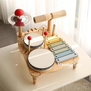 正品宝宝功能音乐台木质奥八夫打击乐尔器音敲琴鼓儿童玩多具架子