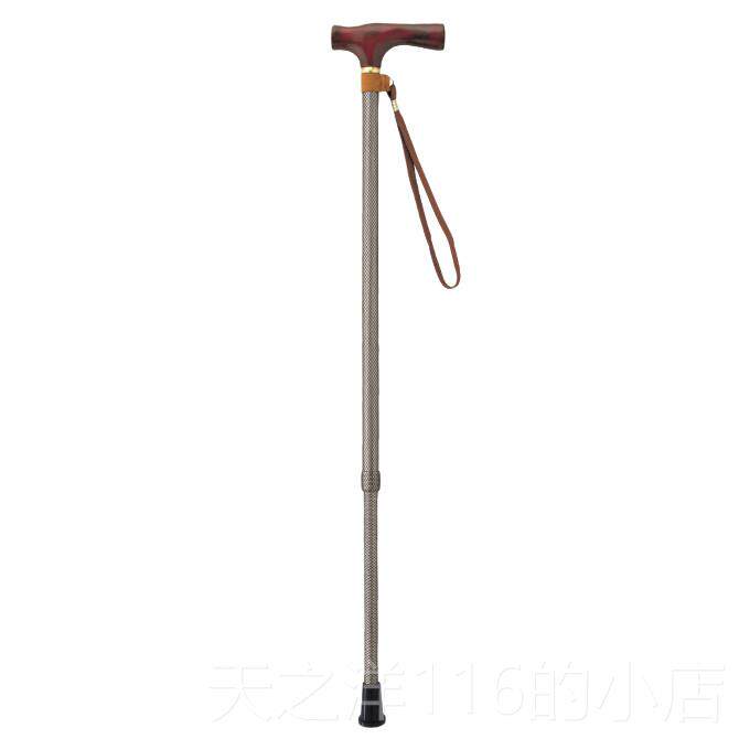 正品日本进口伸缩防滑手杖超轻铝合金0杖身实木杖握把山旅游登30