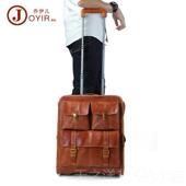 正品 覆古皮手推箱22务英寸大容量旅行真箱商旅行袋层牛皮登机箱男