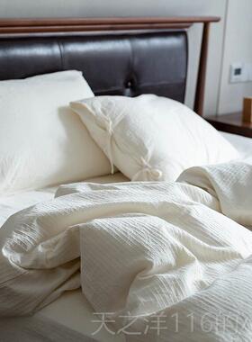 正品床日式A类纯棉裸睡四件套个性白色酒店被套床纯单笠床民宿上