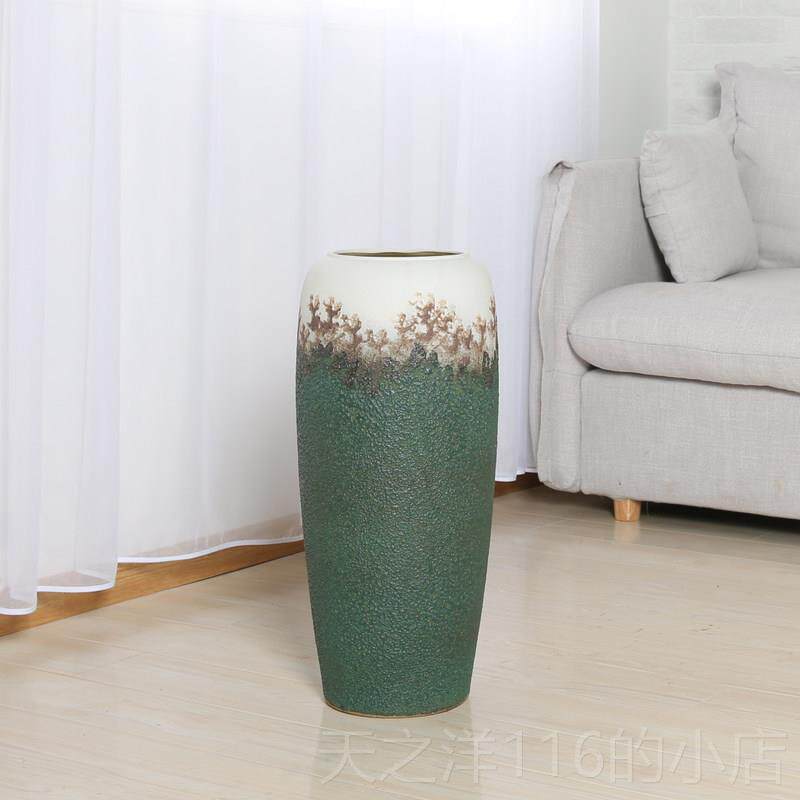 正品古怀旧干花花厅瓶陶瓷大花瓶落地式插花酒店房客陶子罐装覆饰
