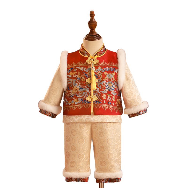 哥麦拉周岁礼服男宝抓周新中式春