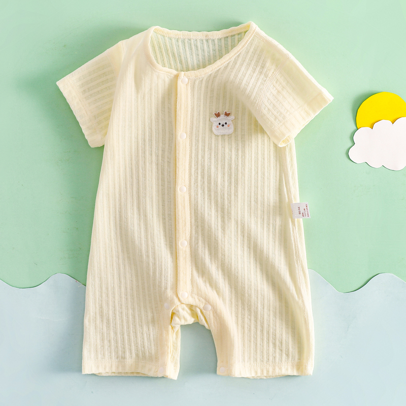 宝宝半袖按扣裆纯棉夏季连体哈衣