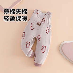 冬装 婴儿背带裤 冬加厚开裆裤 外穿女宝宝棉裤 一条过冬 秋冬加棉冬季