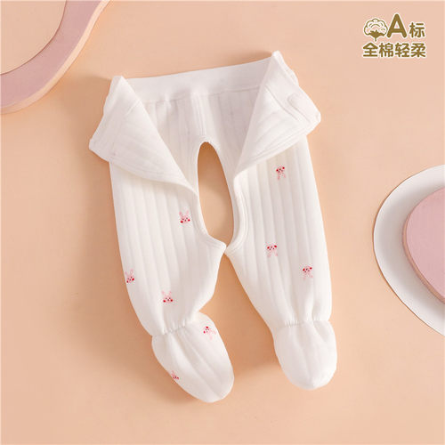 0一6月婴儿保暖裤高腰护肚连脚