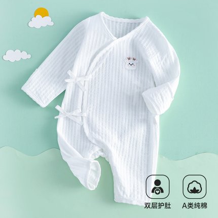 新生婴儿儿衣服a类纯棉0到3个月宝宝长袖连体衣夏季薄款无骨哈衣