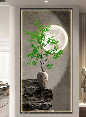 月亮绿植3D自粘贴画免打孔