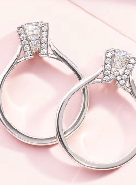 上海IGI人工培育合成钻石CVD钻铂金白金结婚情侣戒指HW钻戒定制