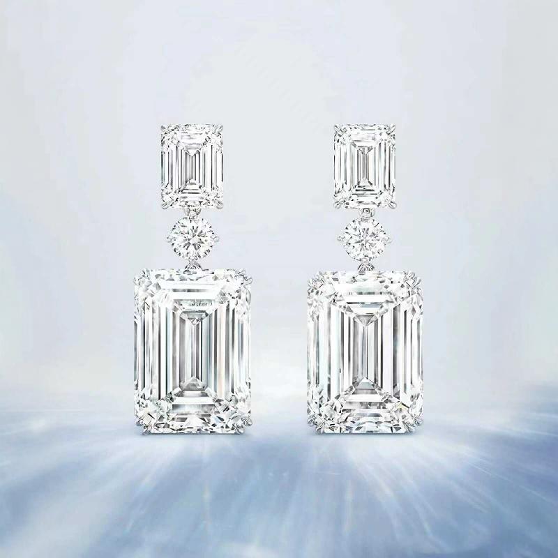 实验室轻奢款18k金项链钻石耳钉