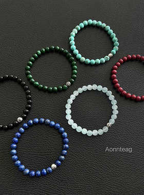 五行元素天然水晶黑曜石朱砂叠戴手链手串925纯银男女情侣礼物