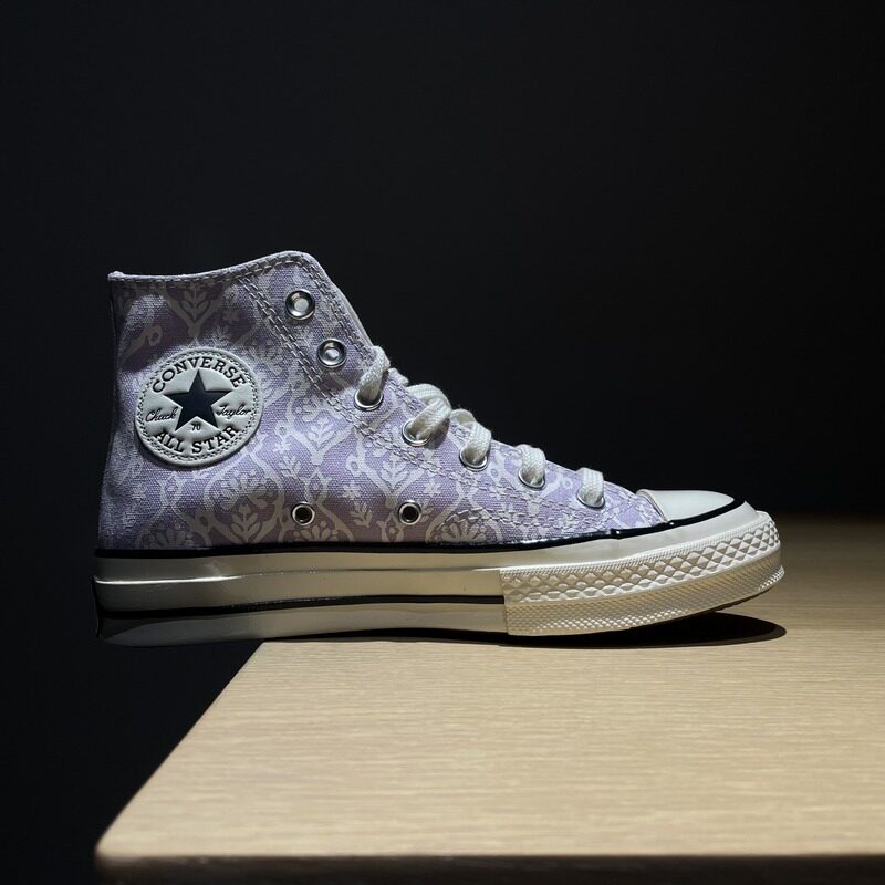 匡威新款1970s三星标淡紫色花卉印花复古高帮休闲帆布女鞋571901c