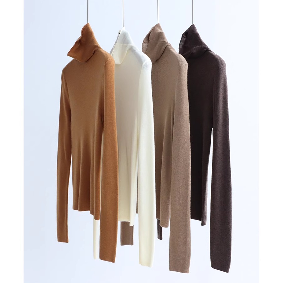 跑量单品多色堆堆高领针织衫长袖羊毛混纺秋冬打底毛衣修身百搭女