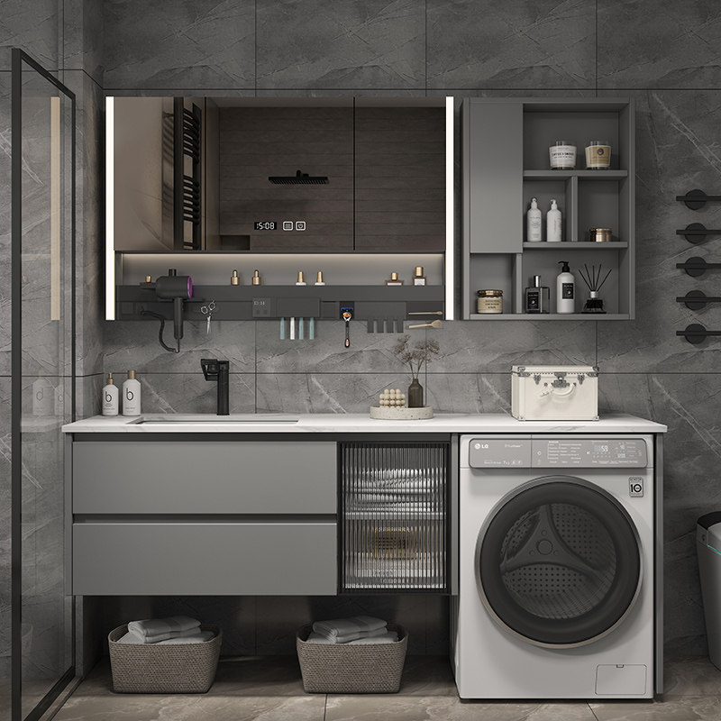 现代简约阳台洗衣机一体柜组合浴室柜卫生间洗漱台洗手洗脸盆定制