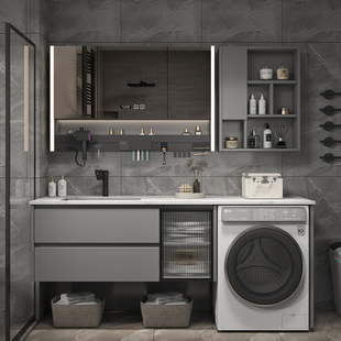 现代简约阳台洗衣机一体柜组合浴室柜卫生间洗漱台洗手洗脸盆定制