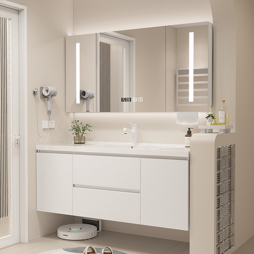 智能浴室柜组合简约奶油送货到家