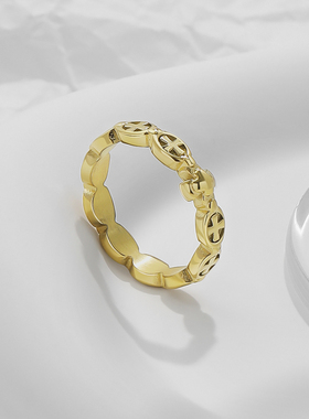 钛钢个性十字素圈戒指