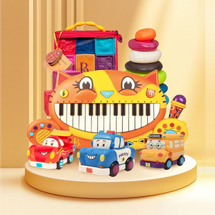 btoys比乐猫琴电子琴儿童乐器软积木叠叠乐宝宝早教益智玩具套装