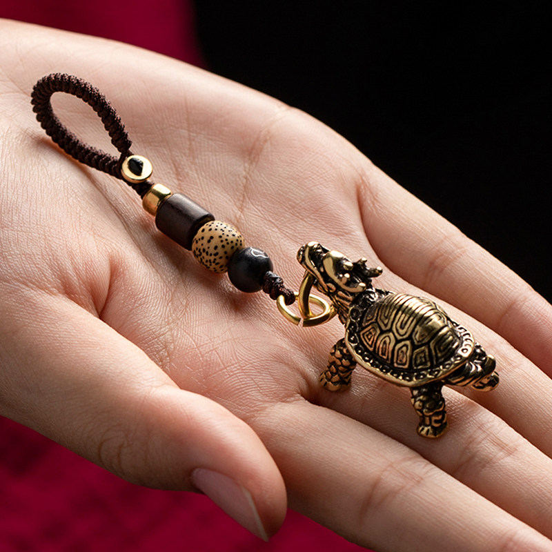 纯黄铜龙龟玄武汽车钥匙扣挂件古风男士高档摆件手工编织包包挂饰,节庆用品/礼品,钥匙扣,淘宝优惠券,粉丝福利购,淘宝优惠卷